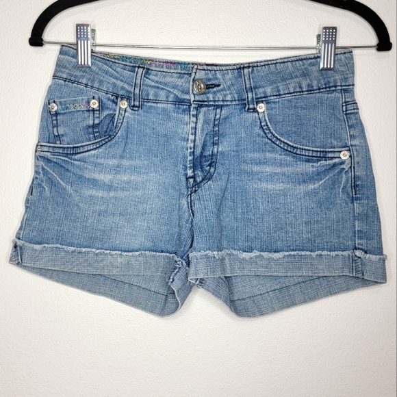 Levis Kids Girls  Size 12 XL 9 -10 Year  Embroidery Light Blue  Short Pants - Picture 1 of 8